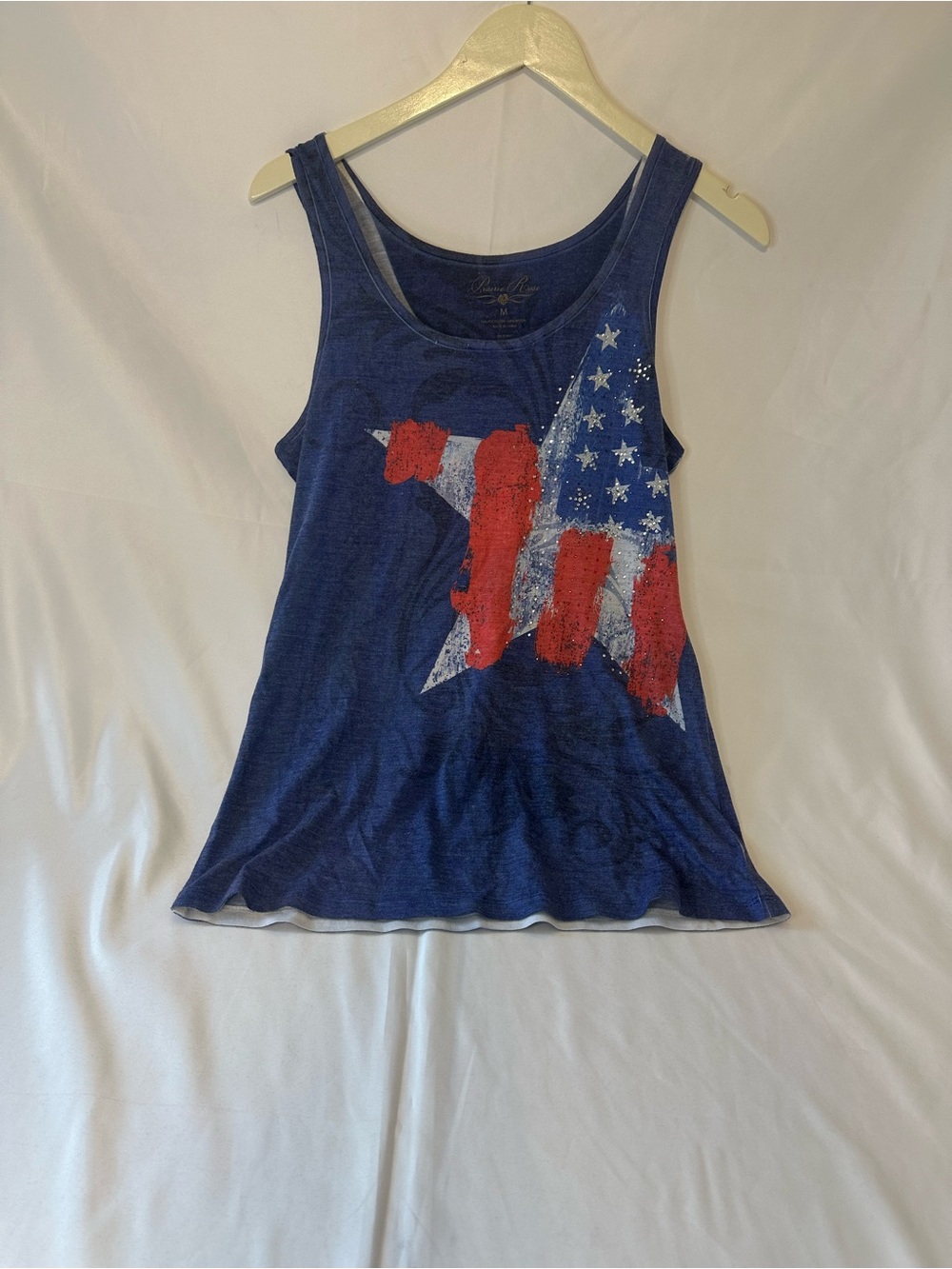 Navy Women's Sleeveless Tank with Distressed Star Graphic